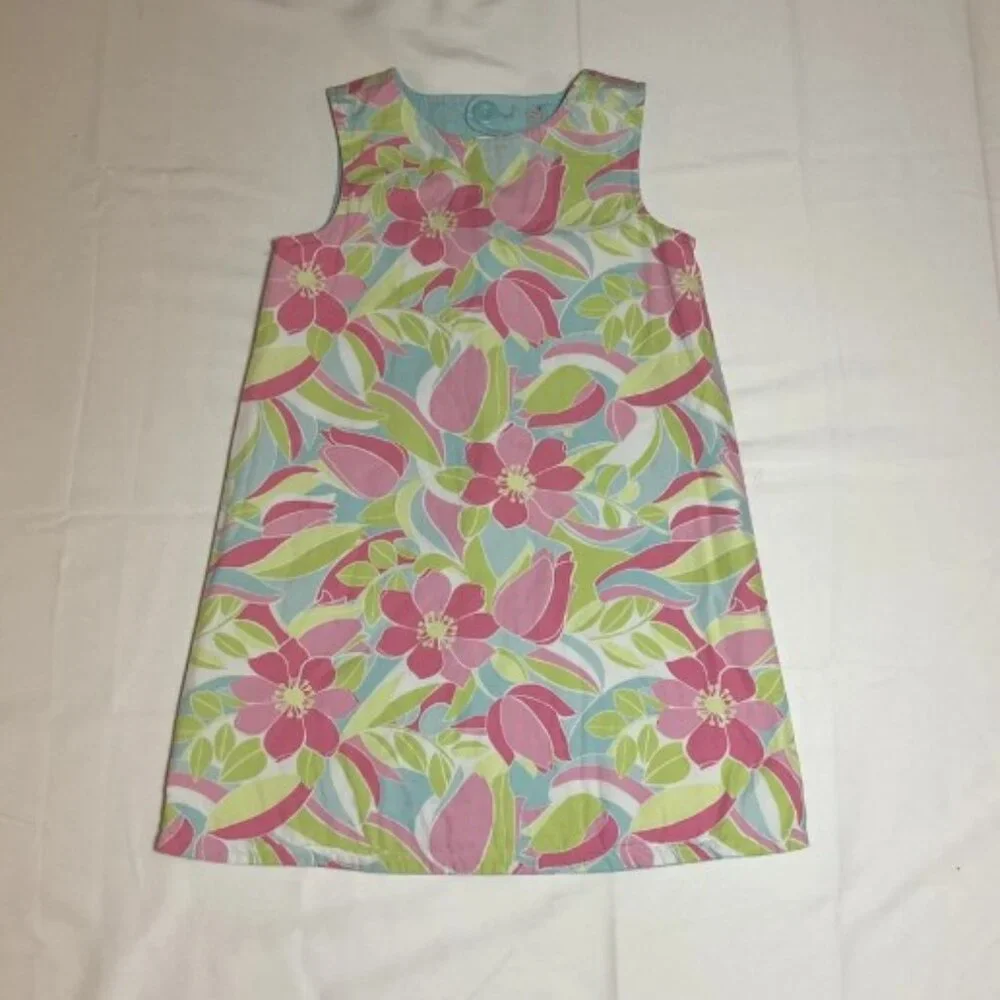 Gymboree Girls 4 Floral Flamingo Embroidered Reversible Sleeveless A-line Dress